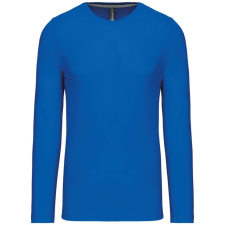 KARIBAN Férfi kereknyakú hosszú ujjú pamut póló, Kariban KA359, Light Royal Blue-M férfi póló