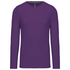 KARIBAN Férfi kereknyakú hosszú ujjú pamut póló, Kariban KA359, Purple-XL férfi póló