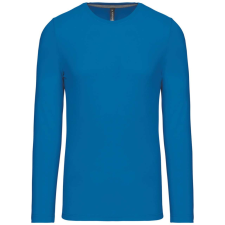 KARIBAN Férfi kereknyakú hosszú ujjú pamut póló, Kariban KA359, Tropical Blue-2XL férfi póló
