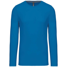 KARIBAN Férfi kereknyakú hosszú ujjú pamut póló, Kariban KA359, Tropical Blue-4XL férfi póló