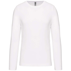 KARIBAN Férfi kereknyakú hosszú ujjú pamut póló, Kariban KA359, White-3XL