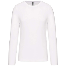 KARIBAN Férfi kereknyakú hosszú ujjú pamut póló, Kariban KA359, White-4XL férfi póló