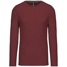 KARIBAN Férfi kereknyakú hosszú ujjú pamut póló, Kariban KA359, Wine-4XL
