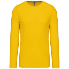 KARIBAN Férfi kereknyakú hosszú ujjú pamut póló, Kariban KA359, Yellow-2XL férfi póló