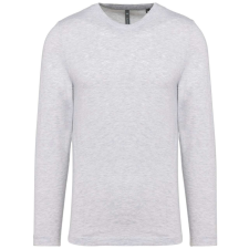 KARIBAN Férfi kereknyakú hosszú ujjú póló, Kariban KA359, Ash Heather-2XL férfi póló