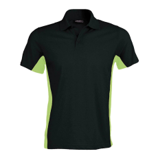 KARIBAN Férfi kétszínű rövid ujjú galléros piké póló, Kariban KA232, Black/Lime-L