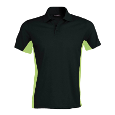 KARIBAN Férfi kétszínű rövid ujjú galléros piké póló, Kariban KA232, Black/Lime-M férfi póló
