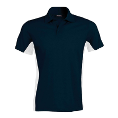 KARIBAN Férfi kétszínű rövid ujjú galléros piké póló, Kariban KA232, Navy/White-2XL