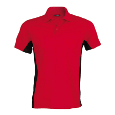 KARIBAN Férfi kétszínű rövid ujjú galléros piké póló, Kariban KA232, Red/Black-L férfi póló