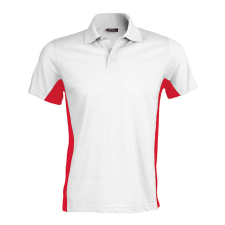 KARIBAN Férfi kétszínű rövid ujjú galléros piké póló, Kariban KA232, White/Red-2XL férfi póló