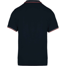 KARIBAN Férfi kontrasztcsíkos rövid ujjú galléros piké póló, Kariban KA250, Navy/Red/White-3XL