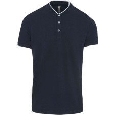 KARIBAN Férfi mandarin galléros rövid ujjú póló, Kariban KA223, Navy/White-L férfi póló