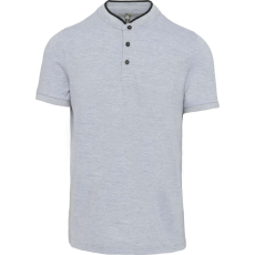 KARIBAN Férfi mandarin galléros rövid ujjú póló, Kariban KA223, Oxford Grey/Black-L