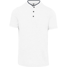 KARIBAN Férfi mandarin galléros rövid ujjú póló, Kariban KA223, White/Navy-2XL