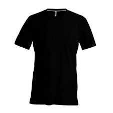 KARIBAN Férfi oldalvarrott V-nyakú rövid ujjó póló, Kariban KA357, Black-XL férfi póló