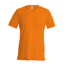 KARIBAN Férfi oldalvarrott V-nyakú rövid ujjó póló, Kariban KA357, Orange-3XL férfi póló