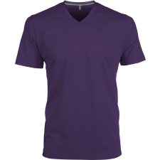 KARIBAN Férfi oldalvarrott V-nyakú rövid ujjó póló, Kariban KA357, Purple-XL férfi póló