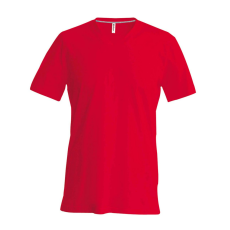KARIBAN Férfi oldalvarrott V-nyakú rövid ujjó póló, Kariban KA357, Red-XL
