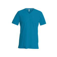 KARIBAN Férfi oldalvarrott V-nyakú rövid ujjó póló, Kariban KA357, Tropical Blue-3XL férfi póló