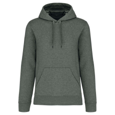 KARIBAN Férfi organikus kapucnis pulóver, Kariban KA4027, Green Marble Heather-S férfi pulóver, kardigán