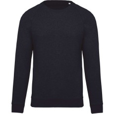 KARIBAN Férfi organikus környakas raglános pulóver, Kariban KA480, French Navy Heather-L