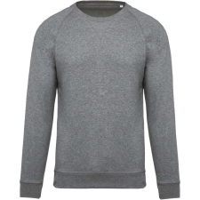 KARIBAN Férfi organikus környakas raglános pulóver, Kariban KA480, Grey Heather-2XL férfi pulóver, kardigán