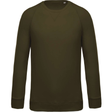 KARIBAN Férfi organikus környakas raglános pulóver, Kariban KA480, Mossy Green-3XL férfi pulóver, kardigán