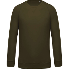 KARIBAN Férfi organikus környakas raglános pulóver, Kariban KA480, Mossy Green-S