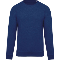 KARIBAN Férfi organikus környakas raglános pulóver, Kariban KA480, Ocean Blue Heather-2XL