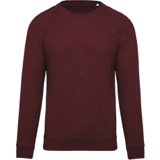 KARIBAN Férfi organikus környakas raglános pulóver, Kariban KA480, Wine Heather-2XL