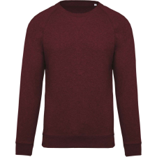 KARIBAN Férfi organikus környakas raglános pulóver, Kariban KA480, Wine Heather-XL férfi pulóver, kardigán