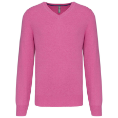 KARIBAN Férfi prémium V-nyakú pulóver, Kariban KA982, Candy Pink Heather-2XL