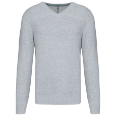KARIBAN Férfi prémium V-nyakú pulóver, Kariban KA982, Light Grey Heather-S
