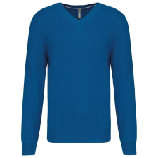 KARIBAN Férfi prémium V-nyakú pulóver, Kariban KA982, Mykonos Blue Heather-3XL férfi pulóver, kardigán