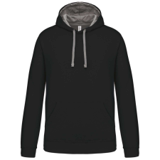 KARIBAN Férfi pulóver kontrasztos bélésű kapucnival, Kariban KA446, Black/Fine Grey-S férfi pulóver, kardigán