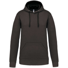 KARIBAN Férfi pulóver kontrasztos bélésű kapucnival, Kariban KA446, Dark Grey/Black-L férfi pulóver, kardigán