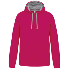 KARIBAN Férfi pulóver kontrasztos bélésű kapucnival, Kariban KA446, Fuchsia/Fine Grey-4XL férfi pulóver, kardigán