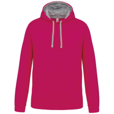 KARIBAN Férfi pulóver kontrasztos bélésű kapucnival, Kariban KA446, Fuchsia/Fine Grey-XS
