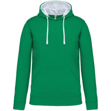 KARIBAN Férfi pulóver kontrasztos bélésű kapucnival, Kariban KA446, Light Kelly Green/White-3XL