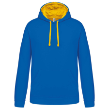 KARIBAN Férfi pulóver kontrasztos bélésű kapucnival, Kariban KA446, Light Royal Blue/Yellow-2XL férfi pulóver, kardigán