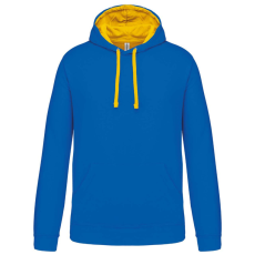 KARIBAN Férfi pulóver kontrasztos bélésű kapucnival, Kariban KA446, Light Royal Blue/Yellow-XS