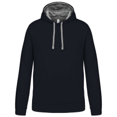 KARIBAN Férfi pulóver kontrasztos bélésű kapucnival, Kariban KA446, Navy/Fine Grey-3XL