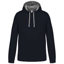 KARIBAN Férfi pulóver kontrasztos bélésű kapucnival, Kariban KA446, Navy/Fine Grey-S férfi pulóver, kardigán