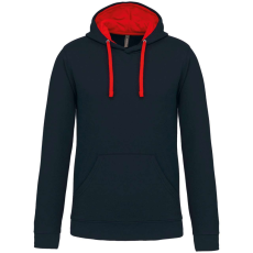 KARIBAN Férfi pulóver kontrasztos bélésű kapucnival, Kariban KA446, Navy/Red-L