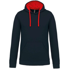 KARIBAN Férfi pulóver kontrasztos bélésű kapucnival, Kariban KA446, Navy/Red-XS férfi pulóver, kardigán