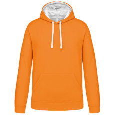 KARIBAN Férfi pulóver kontrasztos bélésű kapucnival, Kariban KA446, Orange/White-2XL