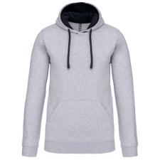 KARIBAN Férfi pulóver kontrasztos bélésű kapucnival, Kariban KA446, Oxford Grey/Navy-XS férfi pulóver, kardigán