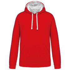 KARIBAN Férfi pulóver kontrasztos bélésű kapucnival, Kariban KA446, Red/White-4XL férfi pulóver, kardigán