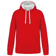 KARIBAN Férfi pulóver kontrasztos bélésű kapucnival, Kariban KA446, Red/White-M