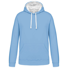 KARIBAN Férfi pulóver kontrasztos bélésű kapucnival, Kariban KA446, Sky Blue/White-2XL
